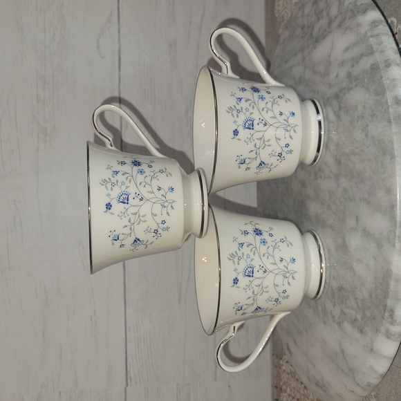 Vintage Set of 3 Noritake Ivory China "Serene Garden" 7164 Teacups